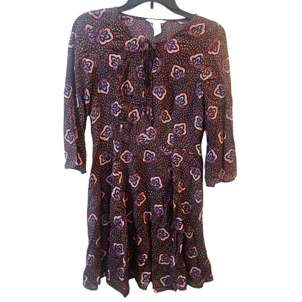 H&M women dress, Size 8, Black, brown, blue white and orange